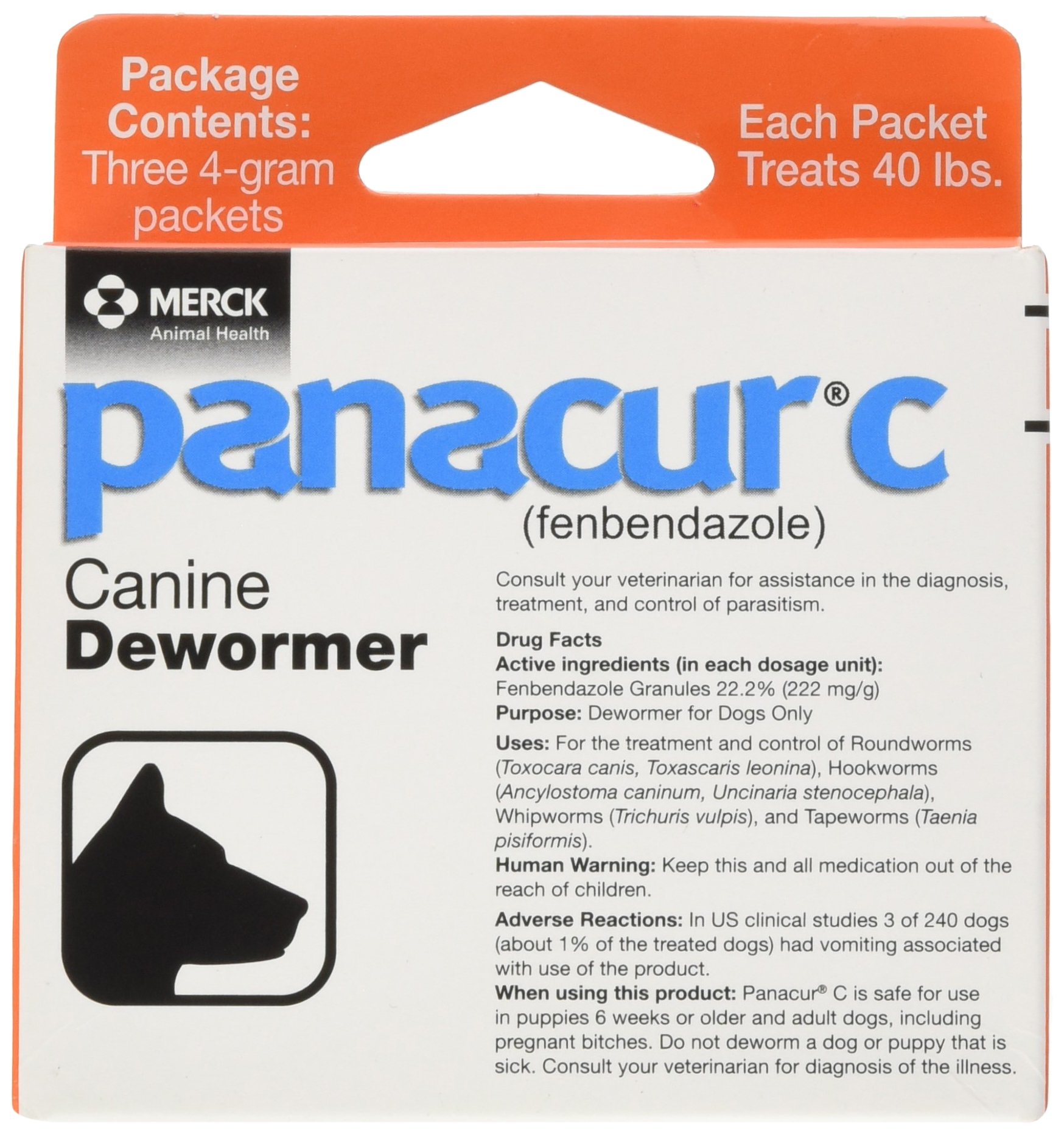 Panacur C Canine Dewormer (Fenbendazole), 4 Gram, Red