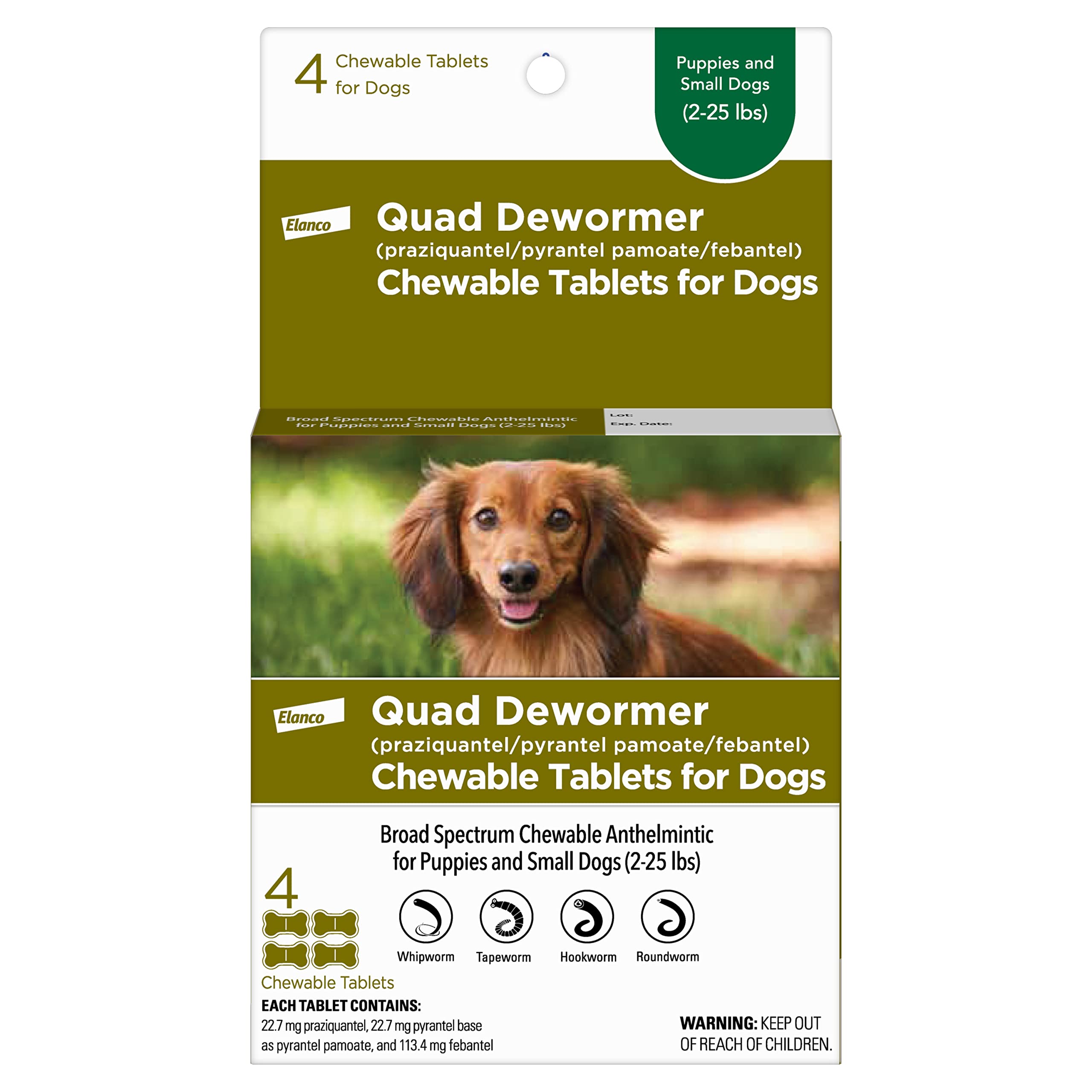 Elanco Chewable Quad Dewormer for Small Dogs