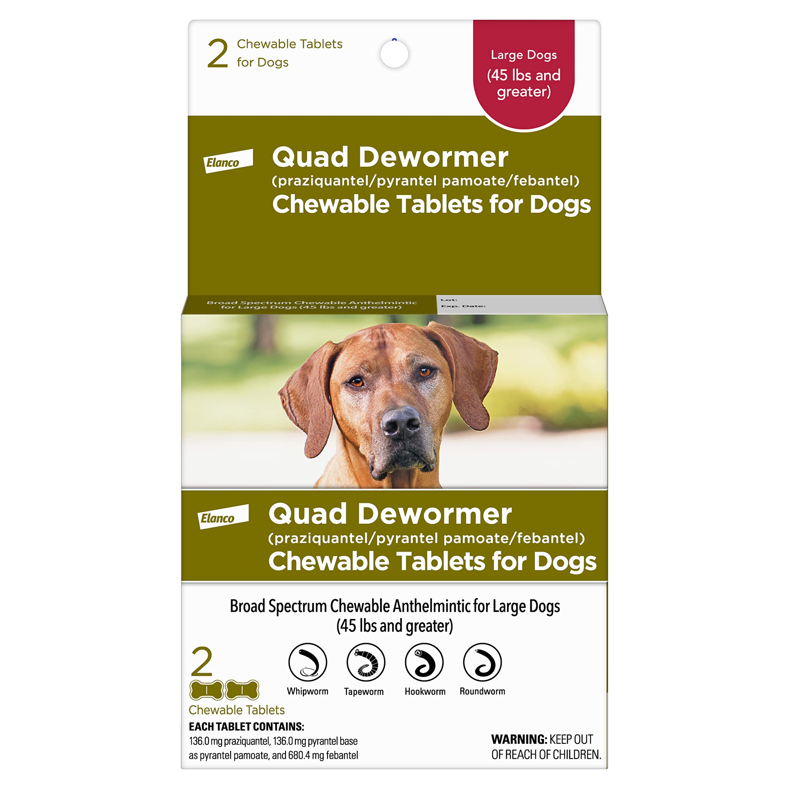 Elanco Chewable Quad Dewormer for Large Dogs