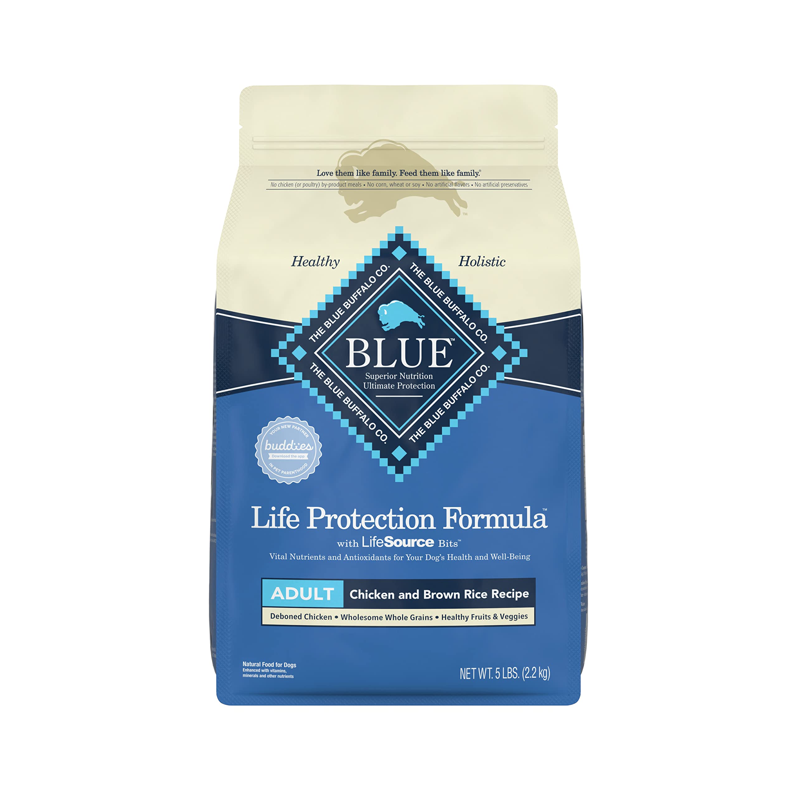 Blue Buffalo Life Protection Formula Natural Adult Dry Dog Food, Chicken and Brown Rice 5-lb Trial Size Bag Chicken & Brown Rice 5 Pound (Pack of 1)