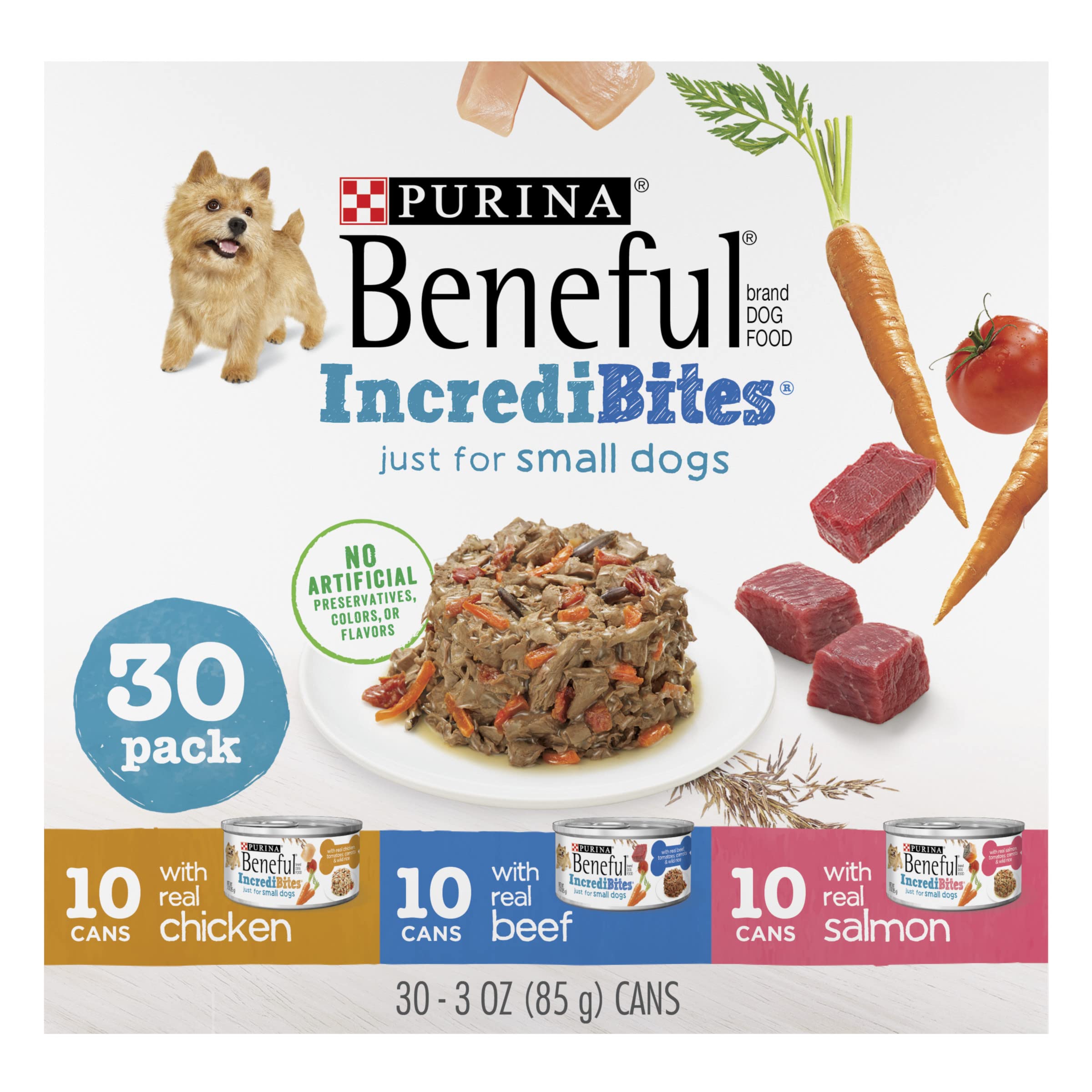 Purina Beneful Small Breed Wet Dog Food Variety Pack, IncrediBites With Real Beef, Chicken or Salmon