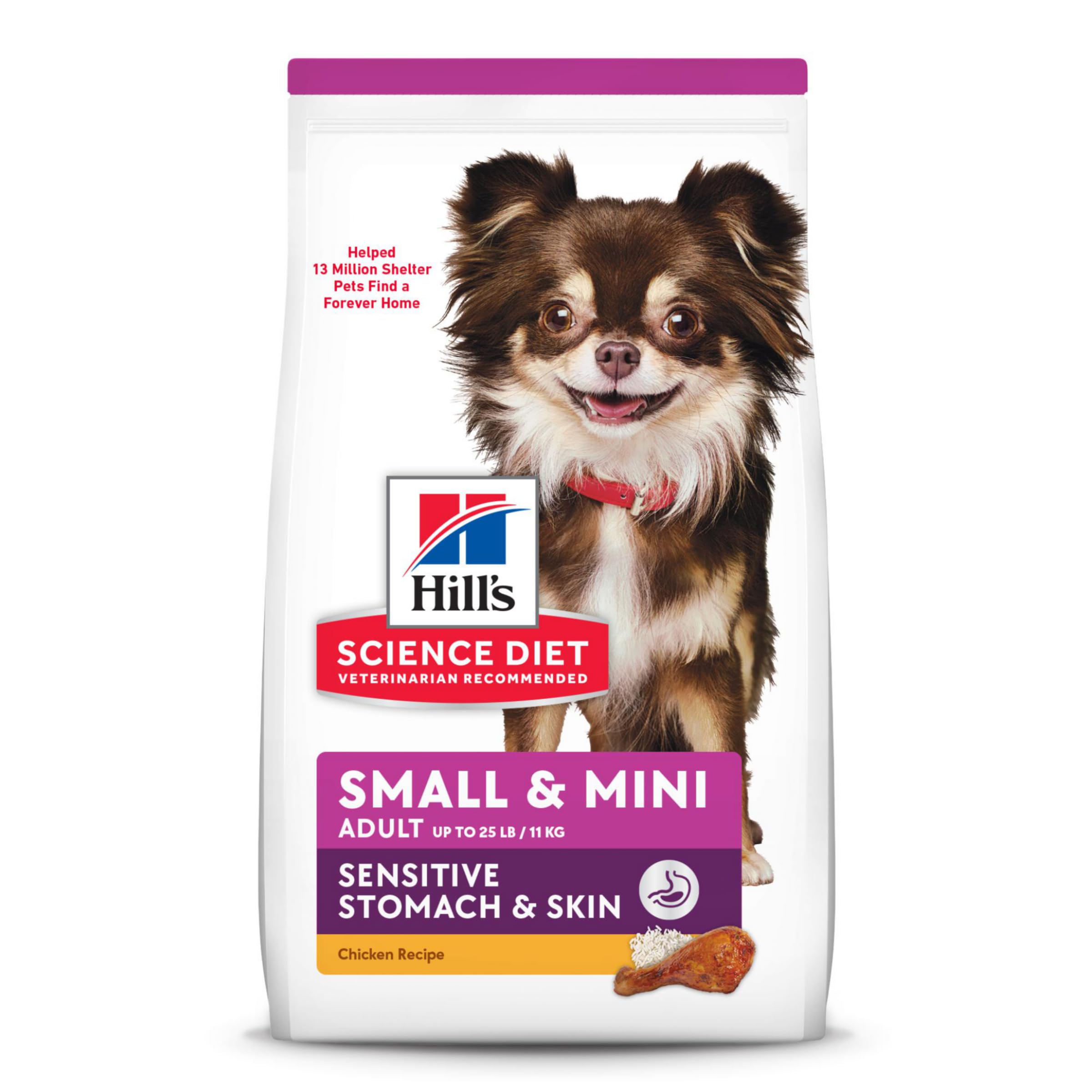 Hill's Science Diet Dry Dog Food, Adult, Small & Mini Breeds, Sensitive Stomach & Skin, Chicken Recipe, 4 lb. Bag 4 Pound (Pack of 1)