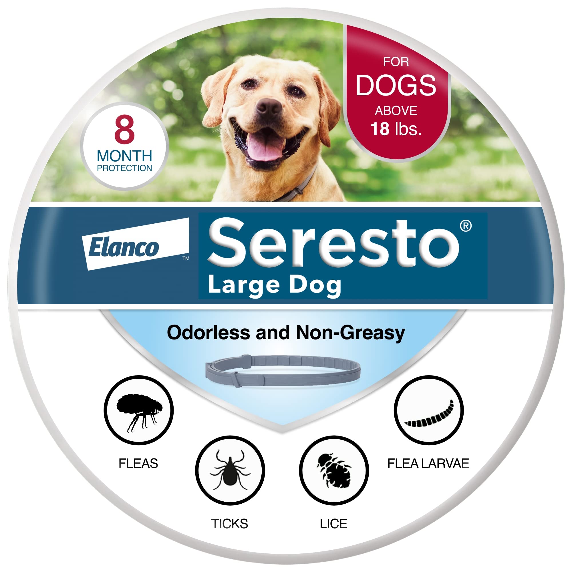 Seresto Large Dog Vet-Recommended Flea & Tick Treatment & Prevention Collar for Dogs Over 18 lbs. 