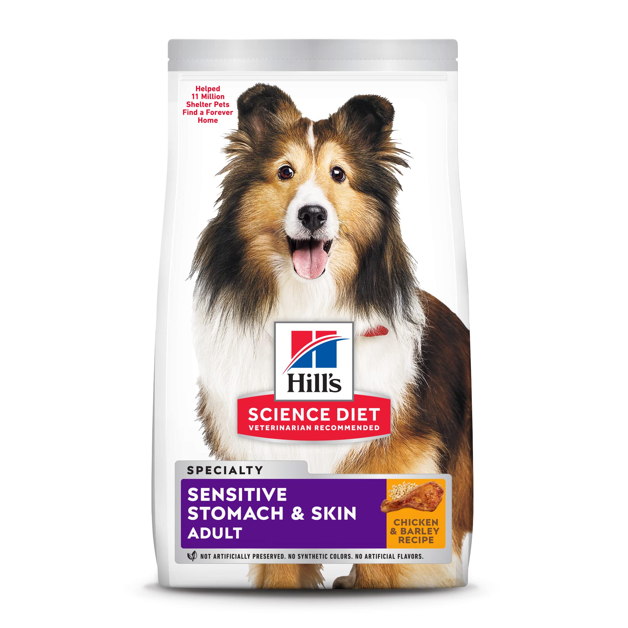 Hill's Science Diet Dry Dog Food, Adult, Sensitive Stomach & Skin, Chicken Recipe, 15.5 lb. Bag Chicken & Barley 15.50 Pound (Pack of 1)