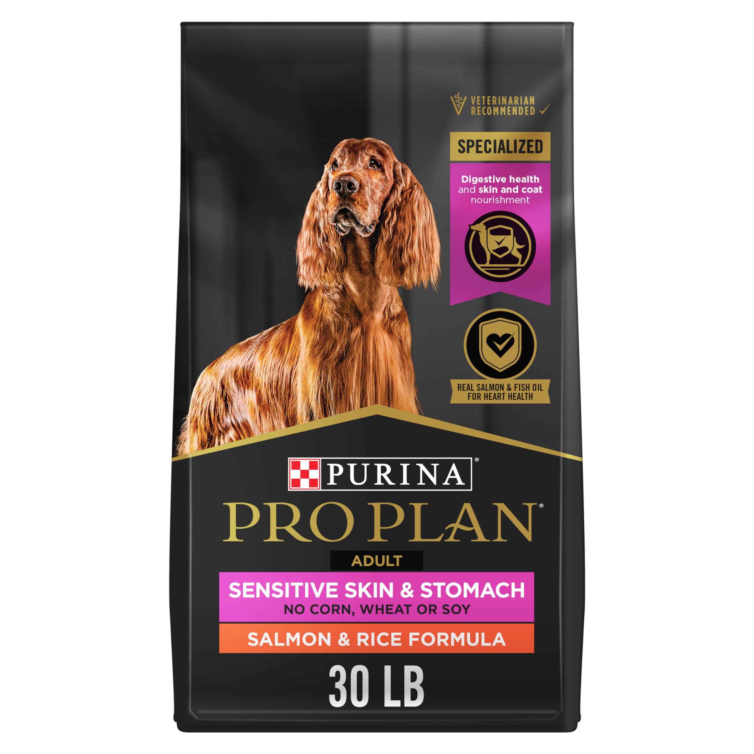 Purina Pro Plan Sensitive Skin and Stomach Dog Food Salmon and Rice Formula - 30 lb. Bag 