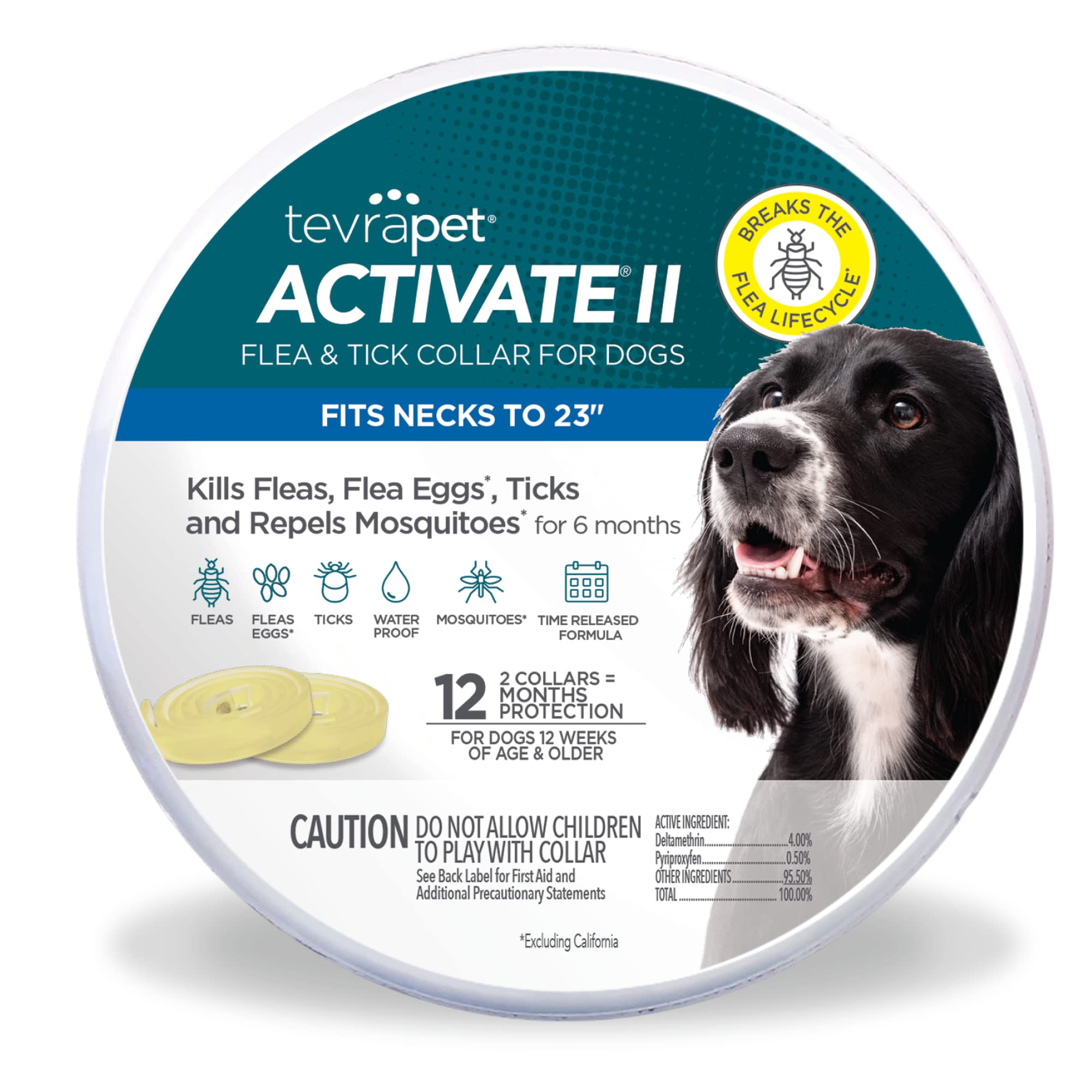 TevraPet Activate II Flea and Tick Collar for Dogs