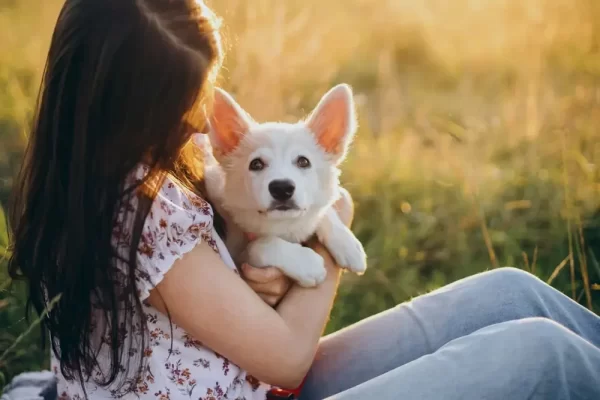 Dog with girl